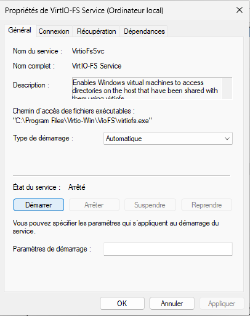 Gestion du service Virtio-FS